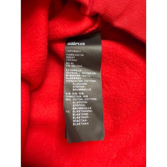 The Kooples Men's Red Cotton‎ Fleece Hoodie XL Logo Patch & Kangaroo Pocket - Picture 6 of 12